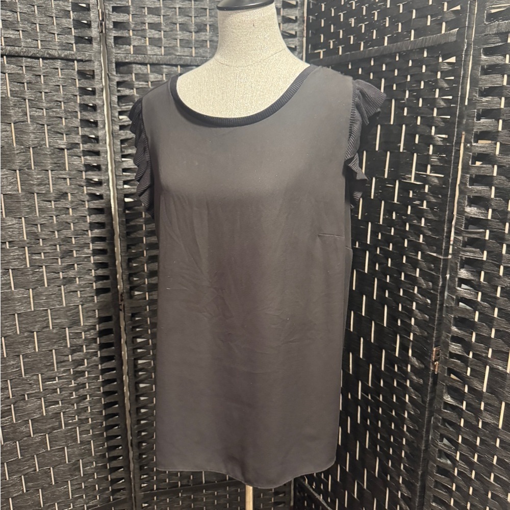 Loft Elegant Black Women's Top w ruffle sleeves